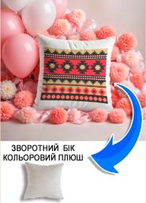 Подушка плюшева Мерч Крафт Дизайн з принтом орнамент 06 сірий плюш квадратна 33х33 см