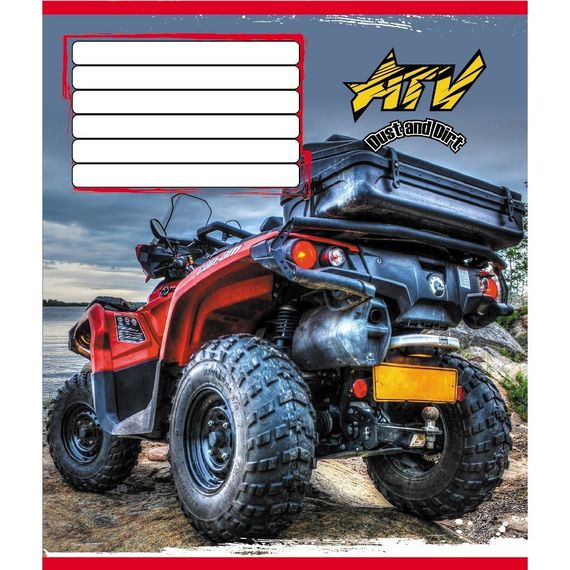 Зошит учнівський "Квадроцикли" 012-510232C-1 в косу лінію, 12 аркушів