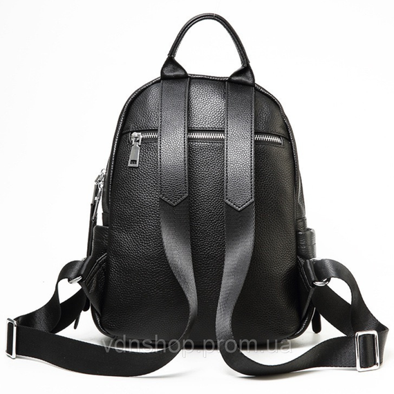 Женский кожаный рюкзак городской 30х23х12, наплечник из натуральной кожи, черный | Зображення 2