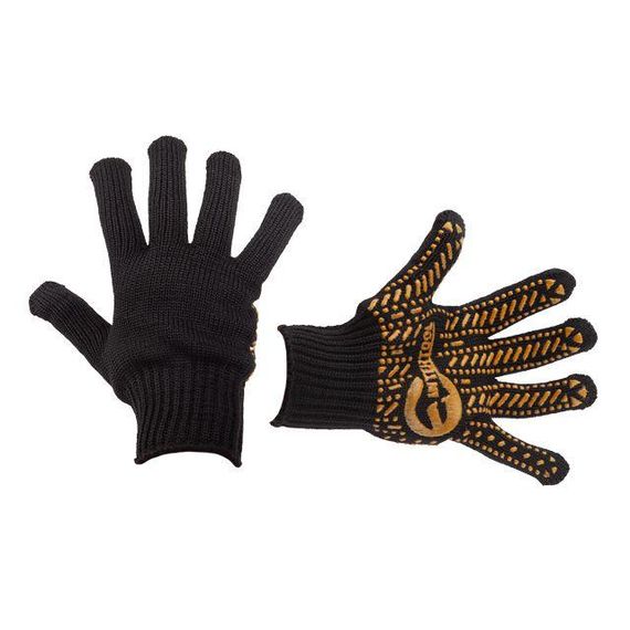 Рукавичка трикотажна з ПВХ точкою, клас в'язання 7, колір чорний, жовта точка, 90 г. INTERTOOL SP-01281