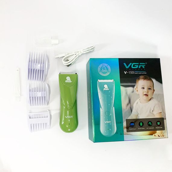Дуже тиха бездротова машинка для стрижки волосся дітей VGR V-150 з насадками. Колір: зелений | Зображення 8
