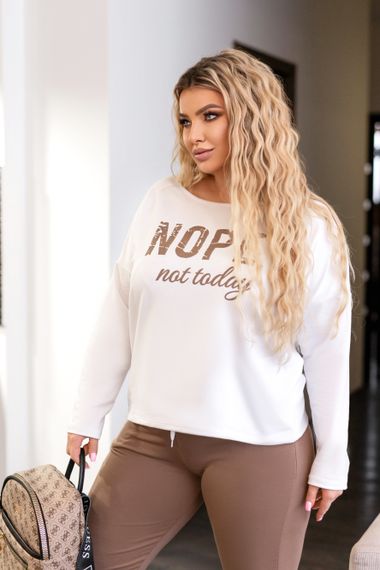 Женский спортивный костюм Nope весна-осень свитшот и джоггеры GF7126 цвет белый + капучино, размер 50/52 | Зображення 1