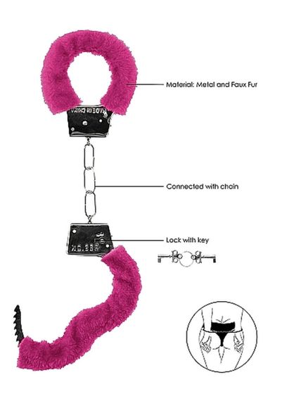 Наручники - Ouch! Beginner's Handcuffs Furry Pink Sex Aura | Зображення 2