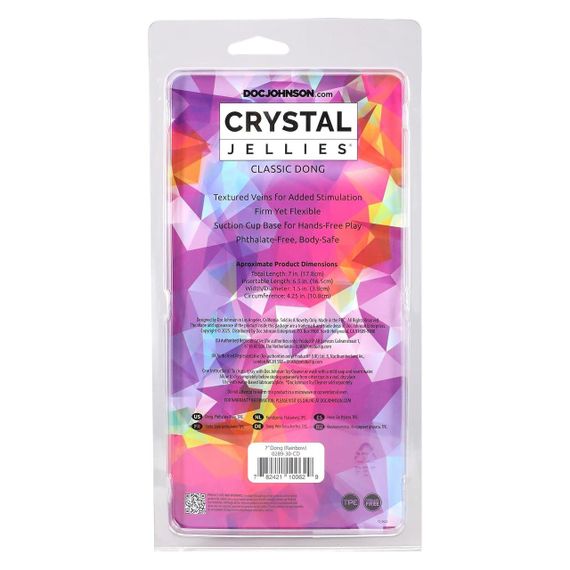 Дилдо Doc Johnson Crystal Jellies - 7 Inch Сlassic Dong - Rainbow Sex Aura | Зображення 5