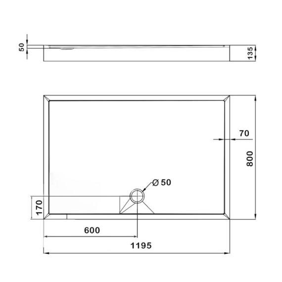Душовий піддон KAPIELKA ST120x80х14 низький, прямокутний, діаметр зливу 52 мм Lidz | Зображення 1