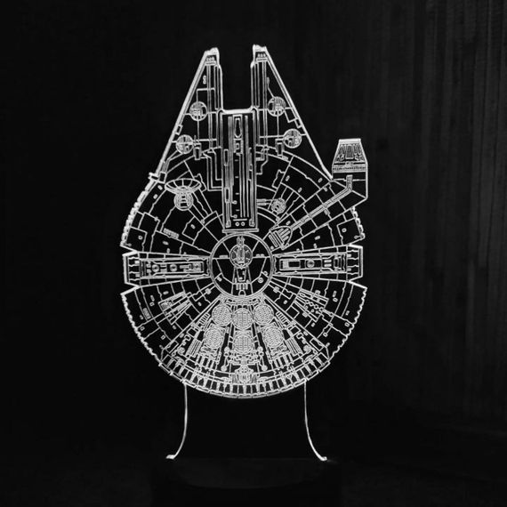 Акриловый светильник-ночник Тысячелетний Сокол (Millennium Falcon) белый tty-n000726