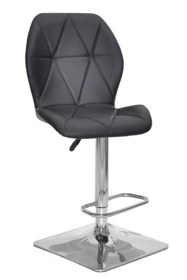 Барный стул с регулировкой высоты на хромированной квадратной ноге с подножкой Alby Bar 4-CH-Base Кожзам черный | Зображення 2