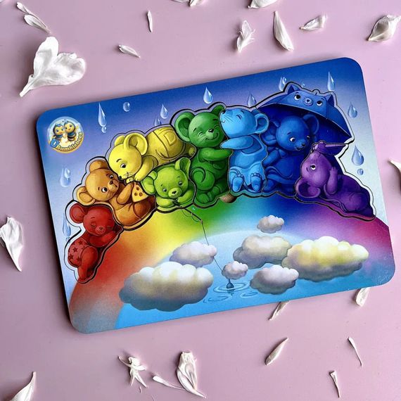 Деревянный пазл-вкладыш "Мишки" Ubumblebees (ПСД121) PSD121 цвета радуги | Зображення 3