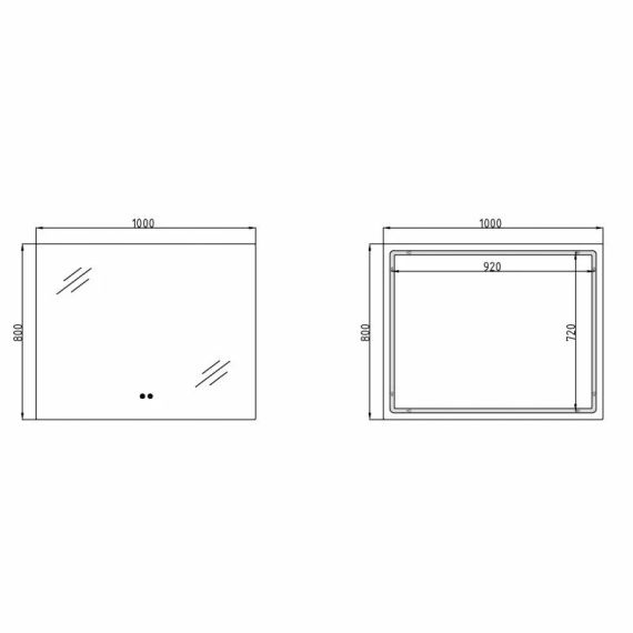 Дзеркало Qtap Taurus (TA1) 1000×800 мм з LED-підсвічуванням Touch, з антизапотіванням, з димером, рег. темп. кольору (3000-6500K) | Зображення 1