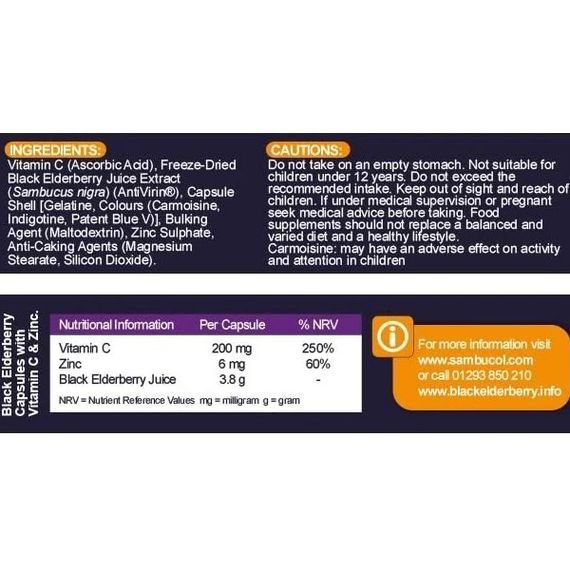 Бузина Sambucol Black Elderberry Immuno Forte 30 Caps | Зображення 1