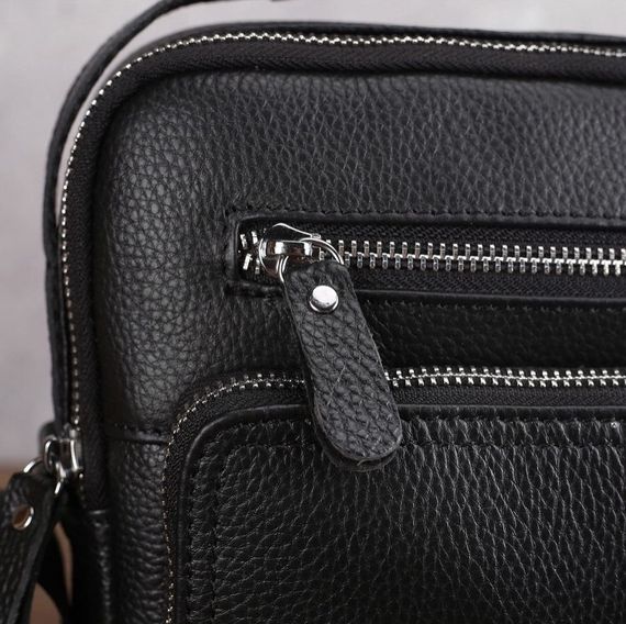 Шкіряна чоловіча сумка-барсетка через плече чорна Tiding Bag A25-1278C | Зображення 9
