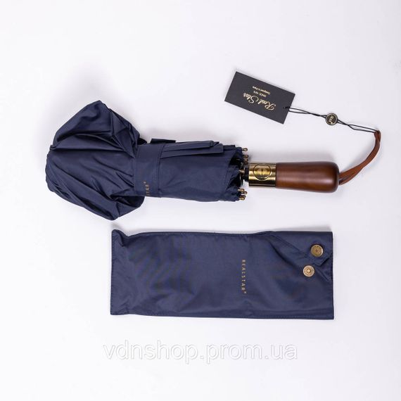 Зонт автоматический с деревянной ручкой классический из полиэстера диаметр 116 см  Синий HP-23-8BL | Зображення 6