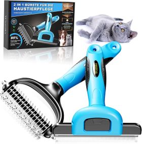 Щетка расческа Wismika для собак и кошек, подшерсток, 2в1, нержавейка, груминг, антиколтун, для шерсти