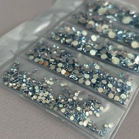 Набор страз для дизайна и декора холодной фиксации -1000 шт голубой