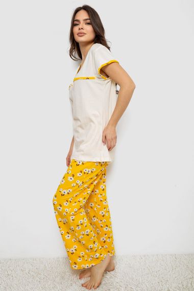 Пижама женская с принтом  -уценка, цвет молочный, 243R1600-002-U-5 | Зображення 2