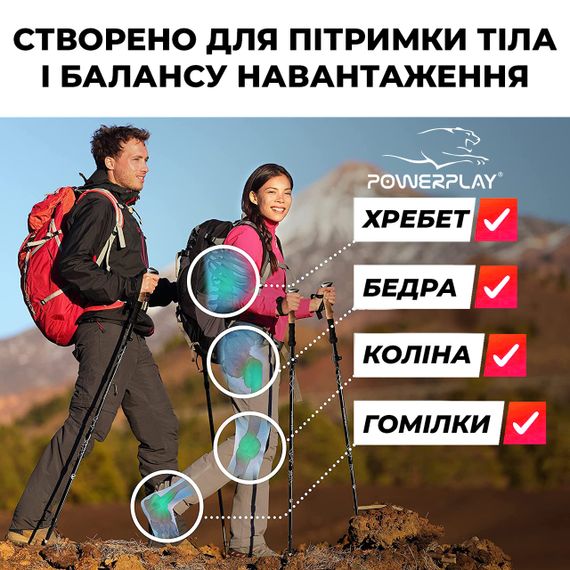 Палиці для скандинавської ходьби PowerPlay 9104 Lykke 80-135 см (пара) | Зображення 5