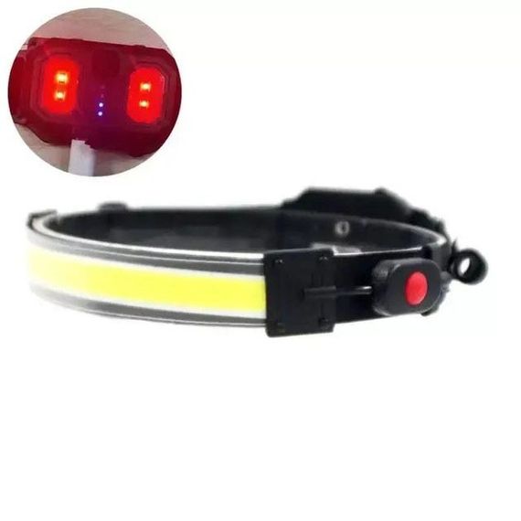 Ліхтарик налобний м'який акумуляторний XQ-T1C USB з червоними задніми вогнями, ліхтар на голову для риболовлі | Зображення 7