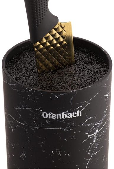 Підставка-колода Ofenbach Black Marble для кухонних ножів і ножиць 11х11х22см, кругла | Зображення 1