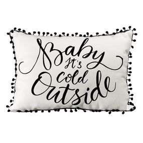 Подушка из мешковины с помпонами Baby it`s cold outside 45x32 см (43PHBP_19NG002)