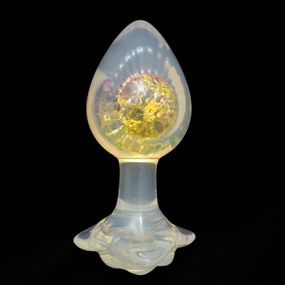 Анальная пробка с боковым рельефом UNIVIBE, силиконовая с камнем, 9.3 х 4.9 см sexstyle