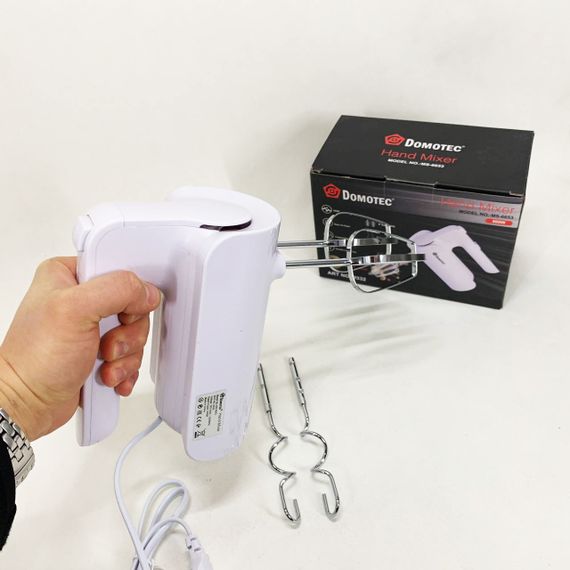 Ручний міксер Domotec R.6653W кухонний міксер із насадками 5 швидкостей 800 Вт білий | Зображення 1