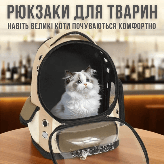 Рюкзак-переноска Для Кішок MoorPet Nebula з Віконцем 41×33×26 см Прозоре Віконце та Вентиляція для Котів та Собак Малих Порід | Зображення 1