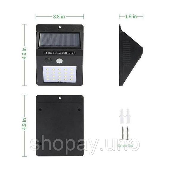 Cветильник 20 Solar LED Solar Motion Sensor Light с датчиком движения на солнечных батареях | Зображення 2