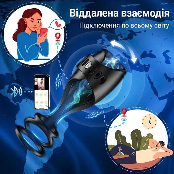 Вібруюча насадка на член для ерекції силіконова 9 режимів вібрації Чорна | Зображення 5