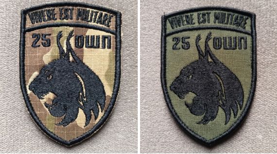 Шеврон 25 ОШБ / ОШП  Vivere Est Militare (мультікам+олива)