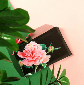 Косметичка жіноча Пион на черном фоне 20х12 см (K_CLF017)