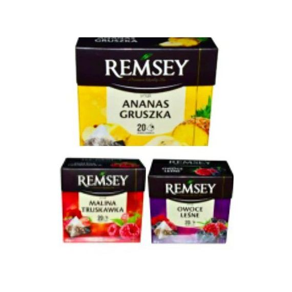 Чай Ramsey на основі чорного і зеленого фруктовий в пірамідках (20шт), Польща