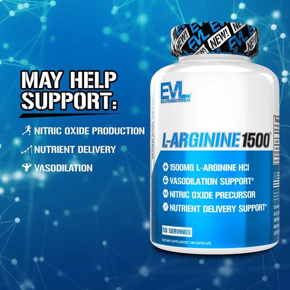 L‑Аргінін Evlution Nutrition L-Arginine1500®, 100 Capsules (750 mg per Capsule) | Зображення 2
