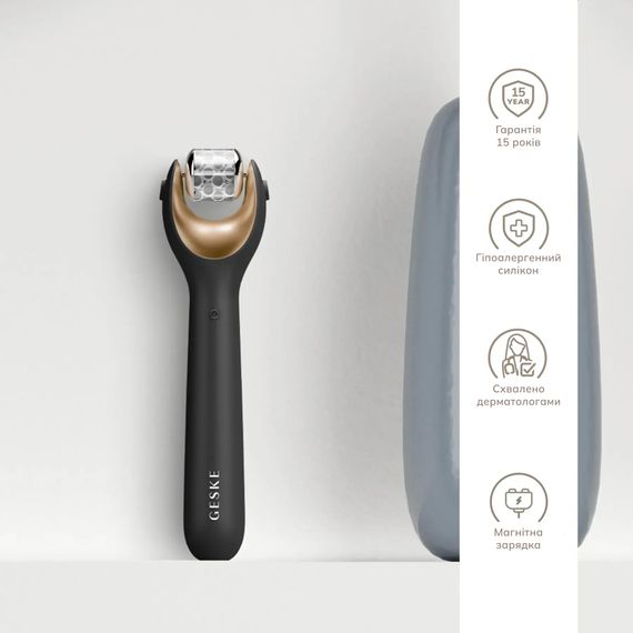 Электронный роллер для лица с микроиглами GESKE MicroNeedle Face Roller 9в1 gray, Серый | Зображення 2