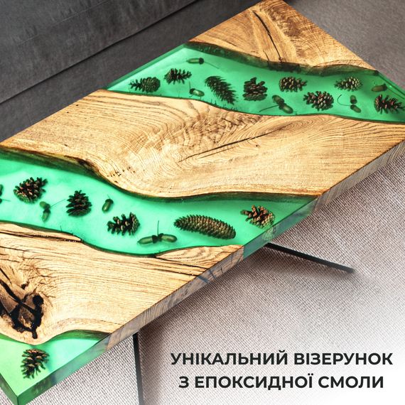 Стіл "Лісник" із натурального дуба та епоксидної смоли 97х51 см | Зображення 2