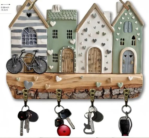 Дошка - ключниця декоративна  Будиночки Розмір  23*15