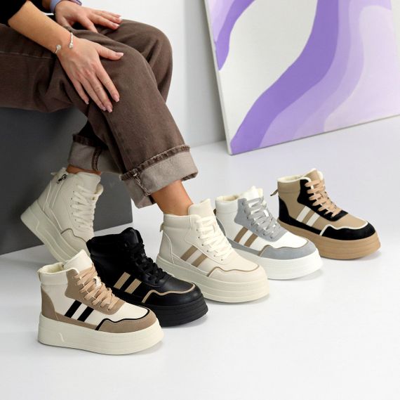 Бежевые зимние хайтопы на платформе цвет на выбор | Зображення 8