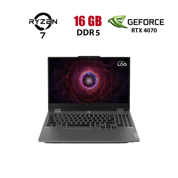 Игровой ноутбук Lenovo LOQ 15ARP9 / 15.6" (1920x1080) IPS / AMD Ryzen 7 7435HS (8 (16) ядер по 3.1 - 4.5 GHz) / 16 GB DDR5 / 480 GB SSD / nVidia GeForce RTX 4070, 8 GB GDDR6, 128-bit / WebCam б/у
