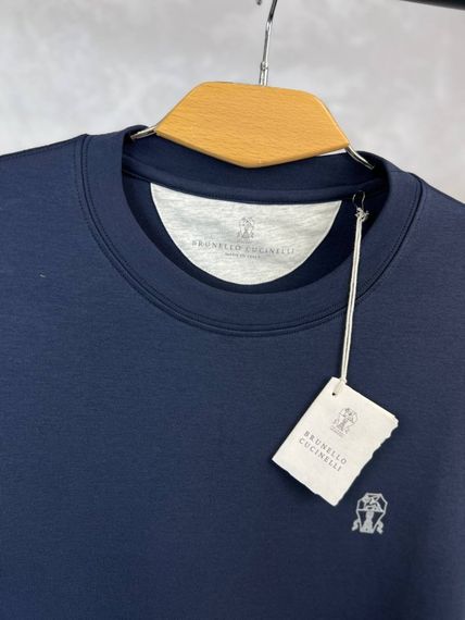 Футболка синя Brunello Cucinelli Classic Logo Dark Blue f693 | Зображення 3