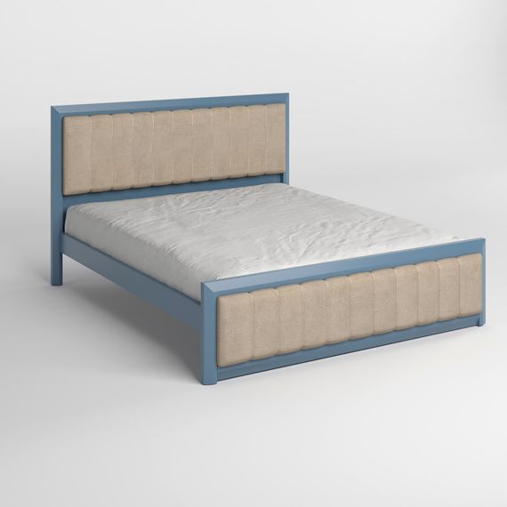 Двоспальне дерев'яне ліжко Mebigrand Барселона Б1 Сіро-синій (S7010R90B)/Аляска 23 (Бежевий) 160х190 см (MBG-11657) | Зображення 1