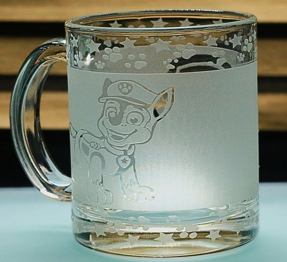 Детская стеклянная чашка-кружка 320 мл с гравировкой Щенячий патруль Гонщик | Зображення 2