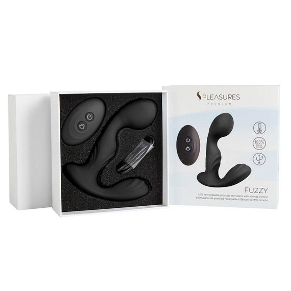 Вібромасажер простати S Pleasures Premium FUZZY, чорний, з рельєфом, 10 режимів вібрації, нагрівання Sex Aura | Зображення 2