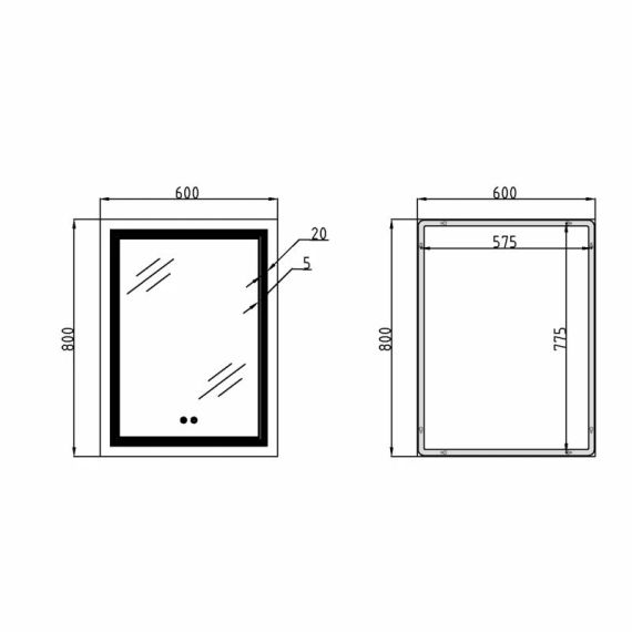 Дзеркало Qtap Cardinal 600х800 з LED-підсвічуванням Touch, з антизапотіванням, з димером, рег. темп. кольору (3000-6500K) | Зображення 1