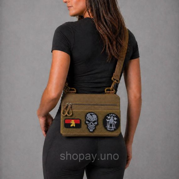 Тактична сумка через плече Cordura 1000D койот, 30×18 см, водонепроникна, з патч‑панеллю, 4 кишені | Зображення 2
