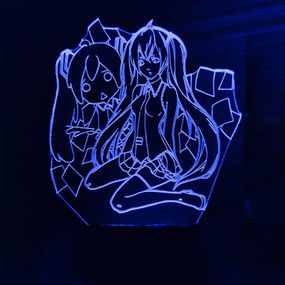 Акриловый светильник-ночник Хацунэ Мику синий tty-n000898