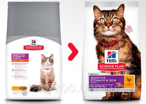 Сухой корм для котов Hill's Sensitive Stomach & Skin Chicken с курицей 7 кг 604069 | Зображення 3