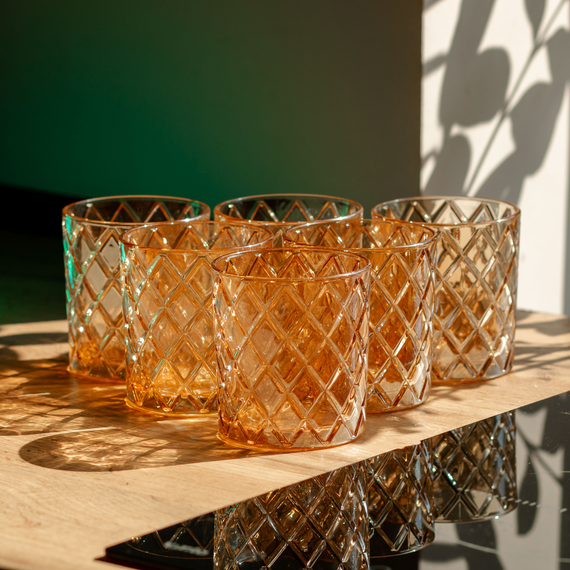 Набір склянок 6 штук по 320 мл для віскі Золото HP-19-11GLASS | Зображення 3