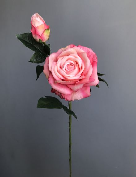 Искусственная розовая роза Deluxe, реалистичная ветка 65 см, латекс Real Touch, искусственные цветы для декора