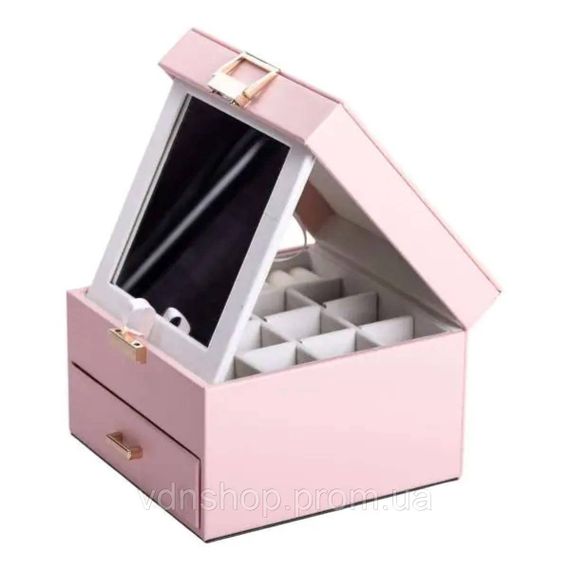 Шкатулка для украшений из эко кожи 2 яруса органайзер для ювелирных изделий HP-5-2P | Зображення 3