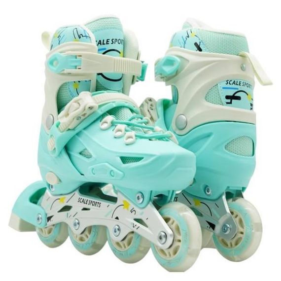 Ролики розсувні дитячі розмір 39-42 Scale Sports Mint LF 605 Бірюзові з білим