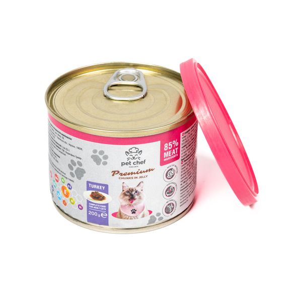 Вологий корм для котів Pet Chef шматочки в желе з індичкою 200г | Зображення 4